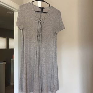 Tie up heather gray t shirt dress
